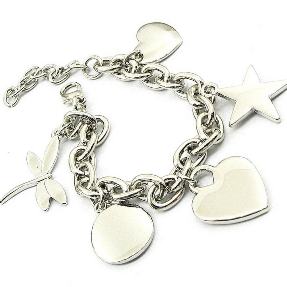 Silver Polished Charm Bracelet